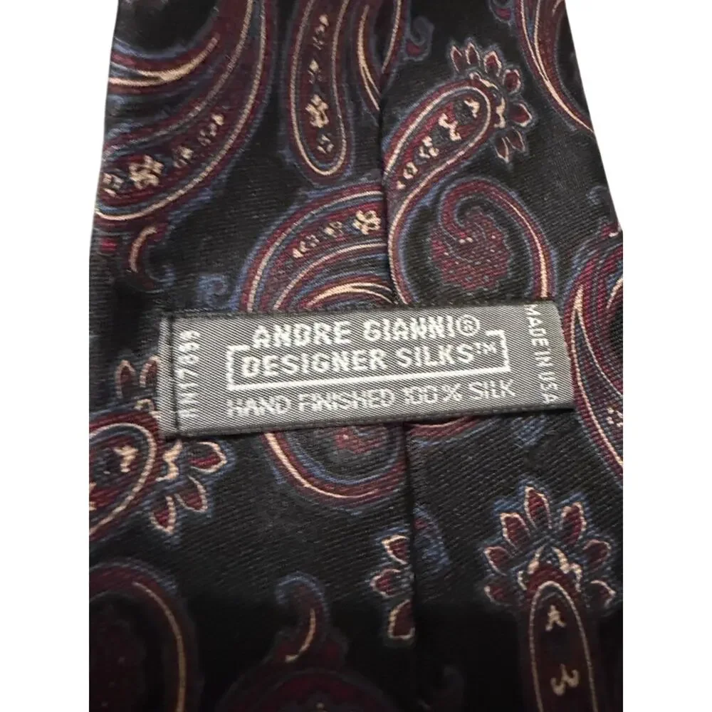 Andre Gianni Designer Silks Tie Rich Traditional Paisley Vtg